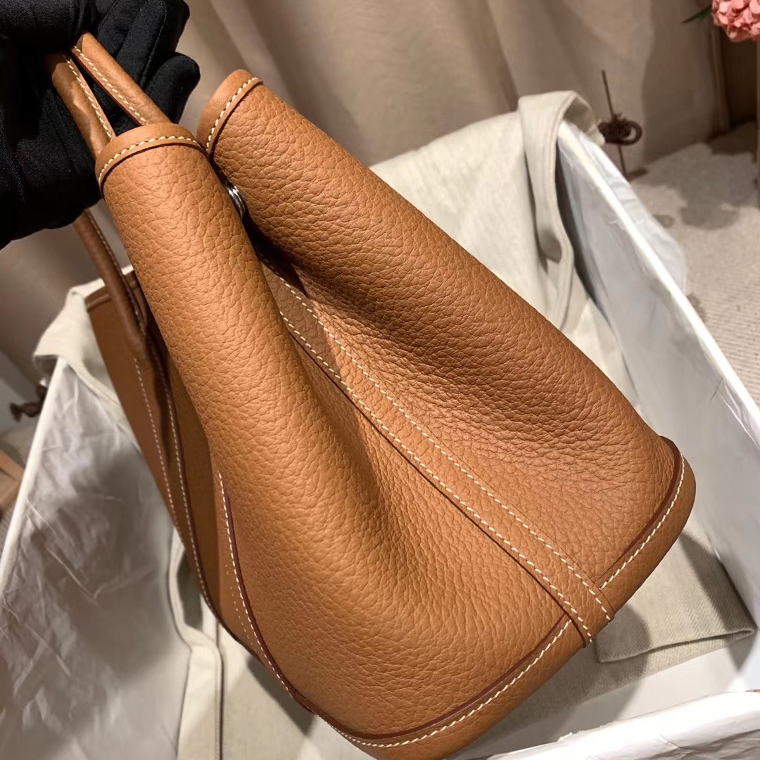 에르메스 가든파티30 골드브라운 은장 바쉬 컨트리